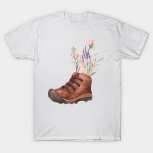 Wildflowers with hiking boots T-Shirt